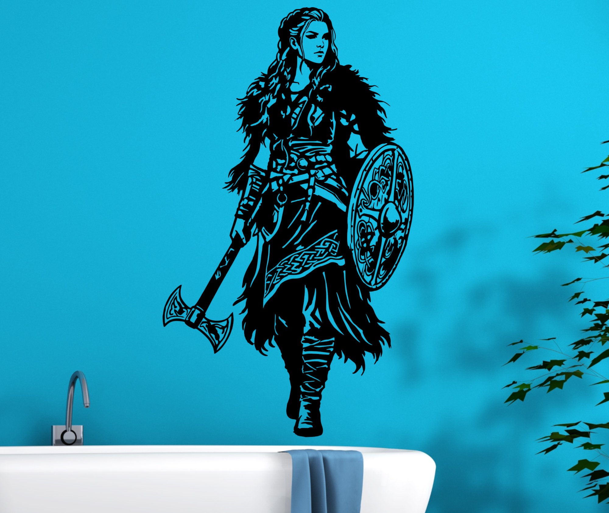 Wandsticker 46395 Wikinger-Maid mit Schild und Axt